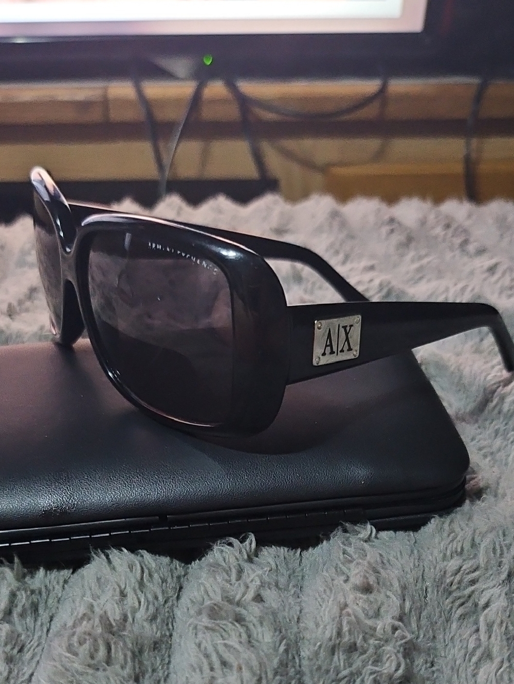 A|X Armani Exchange Black Logo Square Sunglasses Please Read